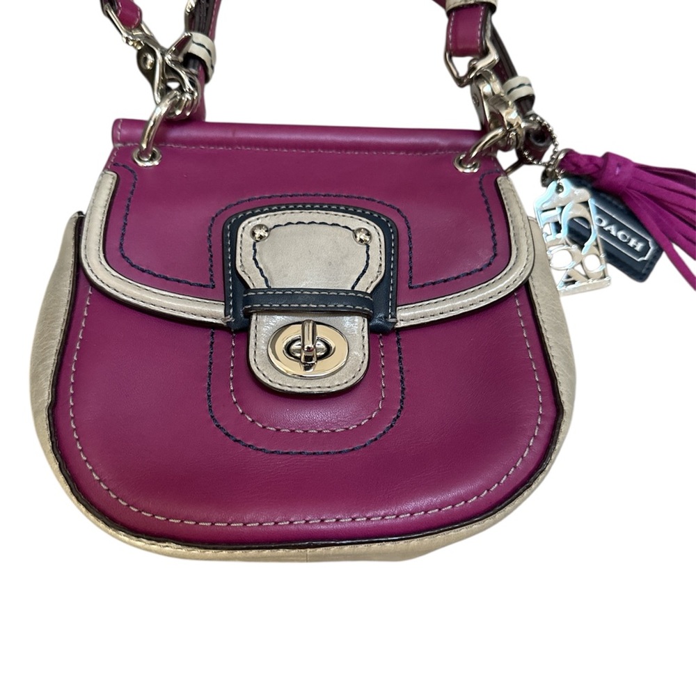 COACH mini Willis legacy in berry and tan/cream color way.